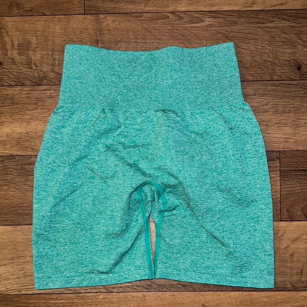 NVGTN Size Small Heathered Teal Butt Scrunch Sexy Flattering Booty Enhancing Hot